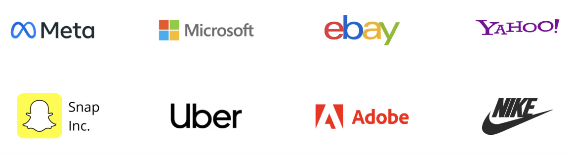 Companies: Meta, Microsoft, eBay, Yahoo, Snapchat, Uber, Adobe, Nike